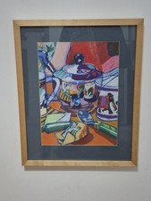  Original Pastel ' TEAPOT TAKING IN THE WILDLIFE' Ooak , Signed By Ray Molia?