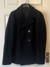 NEXT DOUBLE BREASTED BLACK WOOL PEA COAT SIZE: SMALL