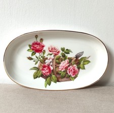 Royal Vale Roses Dressing Table, Trinket Tray, Snacks  Tray With Gilt Rim