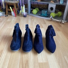 2 Pairs Black Faux Suede 4/37 Ankle Pixie Zipped Boots M&S & A.D.N Calzados ❤️