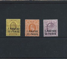 BRITISH LEVANT 1909 1pi 10pa on 3d, 1pi 30pa on 4d & 2pi 20pa on 6d ALL MINT