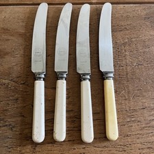 4 x Vintage Faux Bone Handle Cutlery Knives Sheffield Stainless Steel 