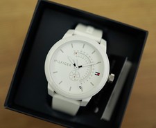 New Tommy Hilfiger White Steel With Silicone Strap Watch Mens 1791481 RRP £179