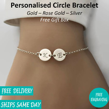 Personalised Engraved Jewellery Bracelet - Silver Rose Gold - Christmas Gift
