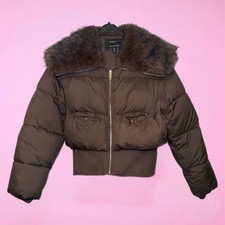 Y2K CHOCOLATE BROWN FAUX FUR COAT FAUX FUR JACKET  SIZE M