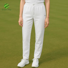 Green Play Ladies Professional White Bowls Trousers - Sports Knitted Trousers UK