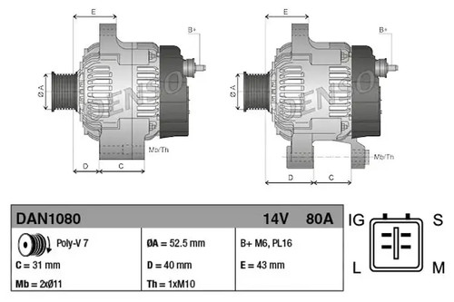 Alternator with multi belt - alternator,