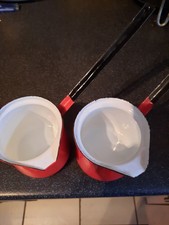 2 RED ENAMEL VINTAGE