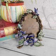 Argento SC Swarovski Crystal Enamel Picture Photo Frame Hummingbird Bee Ornate 