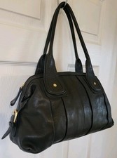 Betty Jackson Black Genuine Leather Tote Bag Grab Bag Handbag