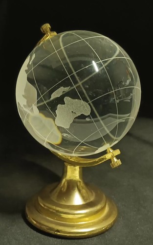 Glass etched globe with stand - globe,