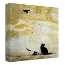 Banksy Cat and Mouse Canvas | LARGE WALL ART | graffiti stencil street flying