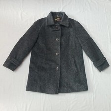 Wool & Mohair Winter Coat David Barry Grey vintage Pockets Smart UK 14