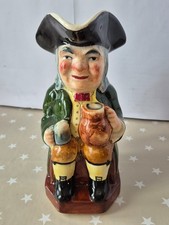 Large Vintage Toby Jug Wearing A Green Coat