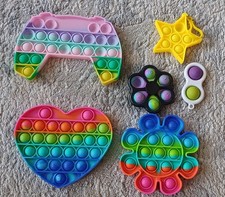 6 x Popper Fidget Toys Pop it Stress Bubble Relief Toys Multicoloured