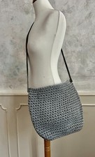 Grey Blue Thick Woven Faux