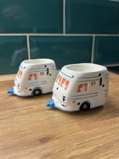 Retro Y2K Novelty Caravan Egg Cups Fun Collectable Kitchen Breakfast Gift Set