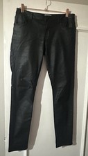 Zara black coated skinny fit coated mid rise jeans size 12