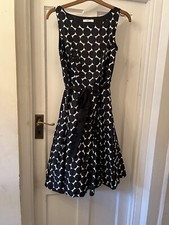Sophie Gray Black & White Vintage Polka Dot Sleeveless Cotton Midi Dress, UK14