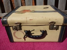 Vintage 1960s Square Shaped Suitcase Original Key .