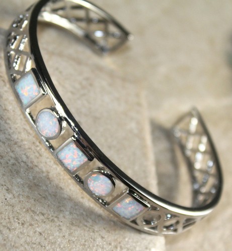 Silver elegant white - fire, opal