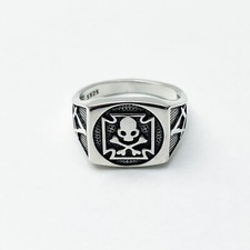 NEW STERLING SILVER SKULL RING GOTHIC BIKER RING TOXIC SIGN RING #040