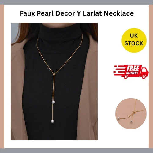 Faux pearl lariat - lariat, necklace