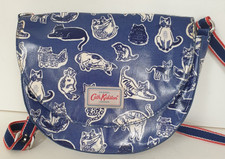 Cath Kidston Saddle Bag Cats Design Navy Blue Mix Crossbody Coated Cotton