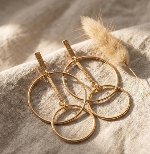 Large gold tone multi hoop - gold,