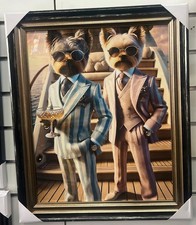 Black Gold framed Yorkshire Terrier suit boat picture quirky wall art home decor