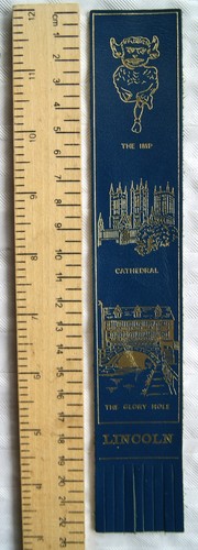 Vintage blue leather bookmark - blue,