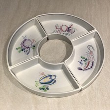 POOLE Pottery 4 Part Hors D'Oeuvres Sea Food DIshes. Crab, Shrimp, Scallop, Fish