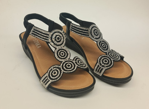Ladies diamante wedge sandal - ladies,