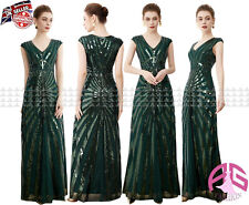 Vintage 1920s Style Beaded Sequin Dark Green Flapper Gatsby Party Dress-LR51