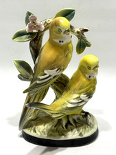 Vintage Ucagco  Porcelain Pair Yellow Budgie Parakeet Figurine Made In Japan 6.5