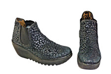 FLY London black suede logo