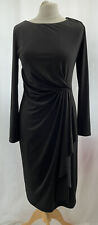 Dress Linea Size 10 Black House Of Fraser Polyester Long Sleeve Knee Length 