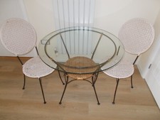 Round glass topped dining/kitchen table + 2 chairs.  Collect TN27 (near Ashford)