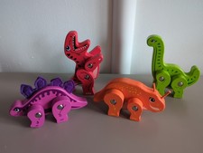 Dinosaur Wooden Jointed Dinosaurs X4 Nature Wood Toys By J’Adore