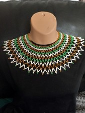 Zulu Glass Beaded Collar Necklace Multicoloured Handmade in KZN South Africa