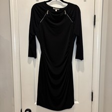 Banana Republic Black Ruched Dress Large NEW Zipper Detail NWT