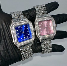 Gold/Silver Unisex Square Iced