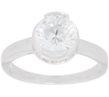 TOVA Diamonique Sterling SilverRoseclad Round CZ Bezel Ring. Size 10