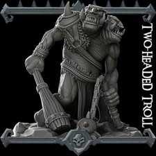 TWO-HEADED TROLL - Miniature | All Sizes | Dungeons and Dragons | Pathfinder | W