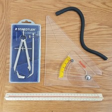 STAEDTLER Comfort 552 Compass + ROTRING Adjustable angle + Flexirule + Tri-Scale