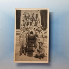 WW2 Military Postcard C1945 Real Photo St Andrews Malta Troops With Cannon