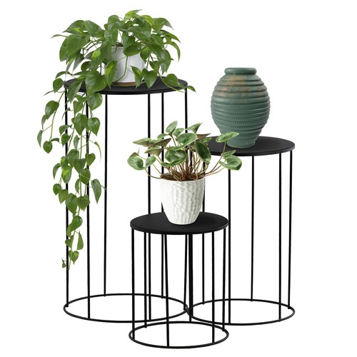 Plant stand indoor round black - stand,