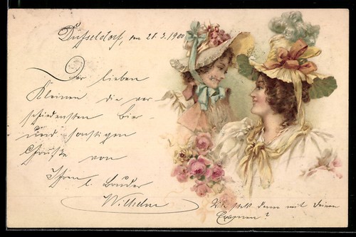 Postcard two elegant lady - lady, with