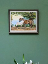 Vintage Oil On Board Horse And