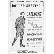 GAMAGES Roller Skating Equipment Edwardian Advertisement 1909